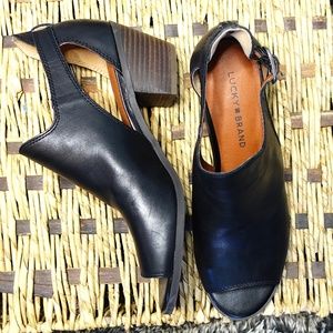 LIQUIDATING Lucky Brand Leather Peep Toe Shootie